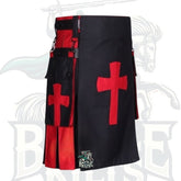 Men’s Black and Red Cross Utility Hybrid Kilt | Modern Scottish Design by BattleOfKilts